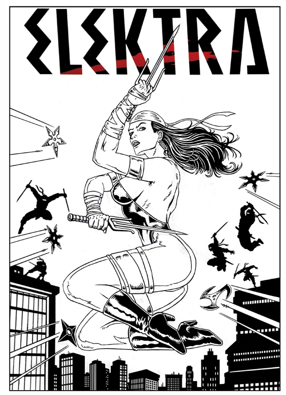 Elektra vs ninjas blank cover. Size: A4 (21 X 29.7 cm).