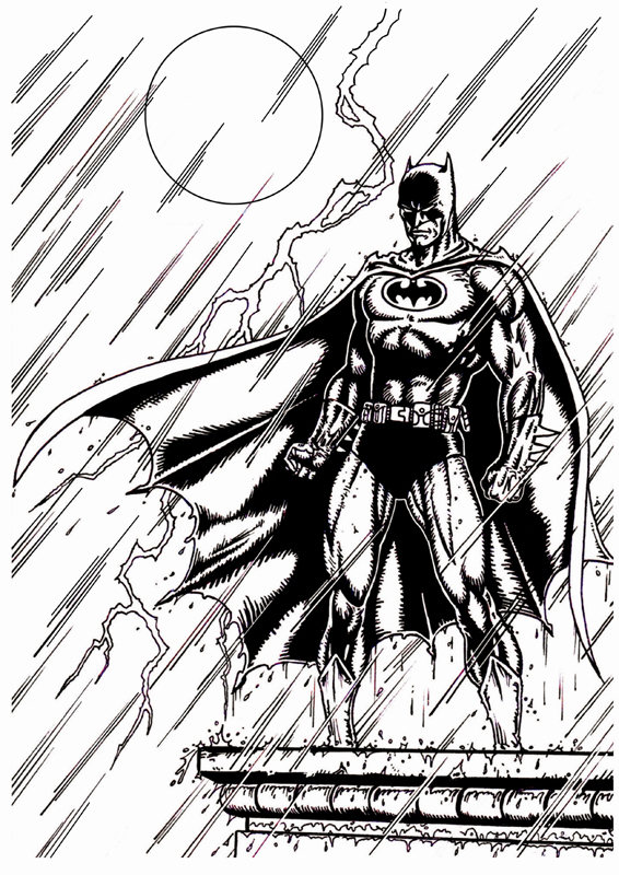 Batman on Gotham rooftop. Size: A4 (21 X 29.7 cm).