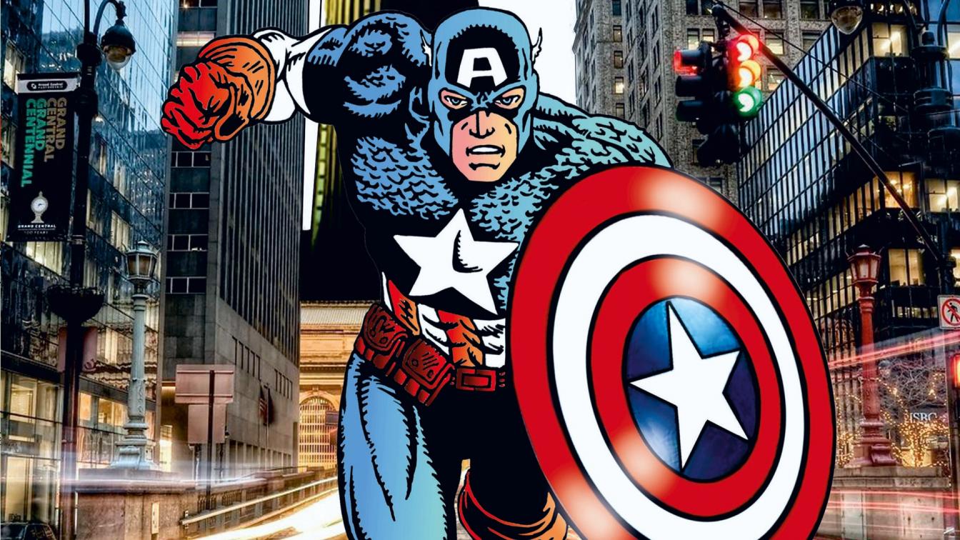 Captain America in New York Streets